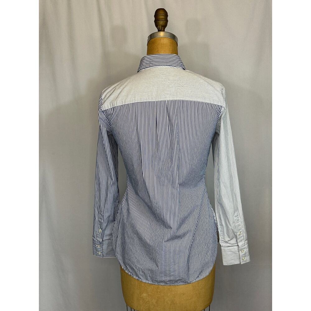 Brooks Brothers Red Fleece Tie-Front Blue White Striped Button-Up Shirt Size 2 - Picture 2 of 4